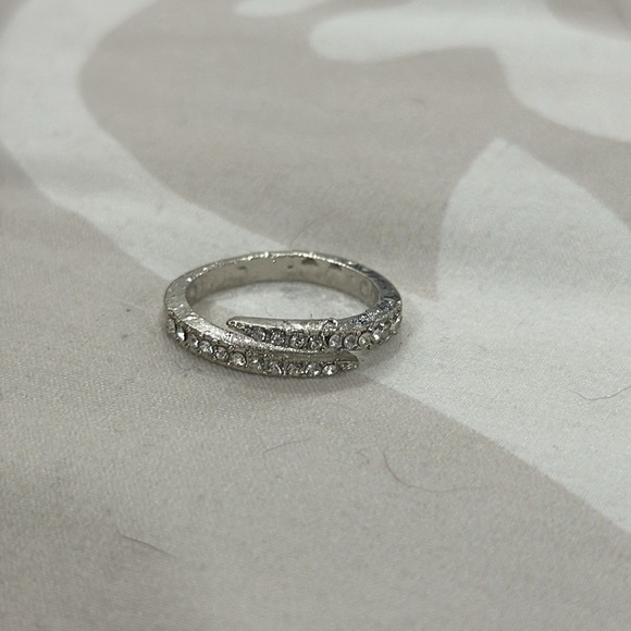 Women Fashion  Silver Drill Zirconia Open Band Ring - Picture 3 of 10